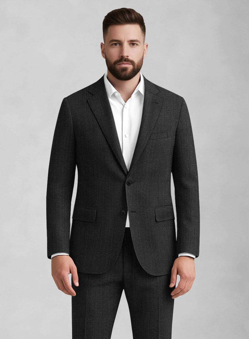 Napolean Astrale Twill Charcoal Wool Suit - StudioSuits