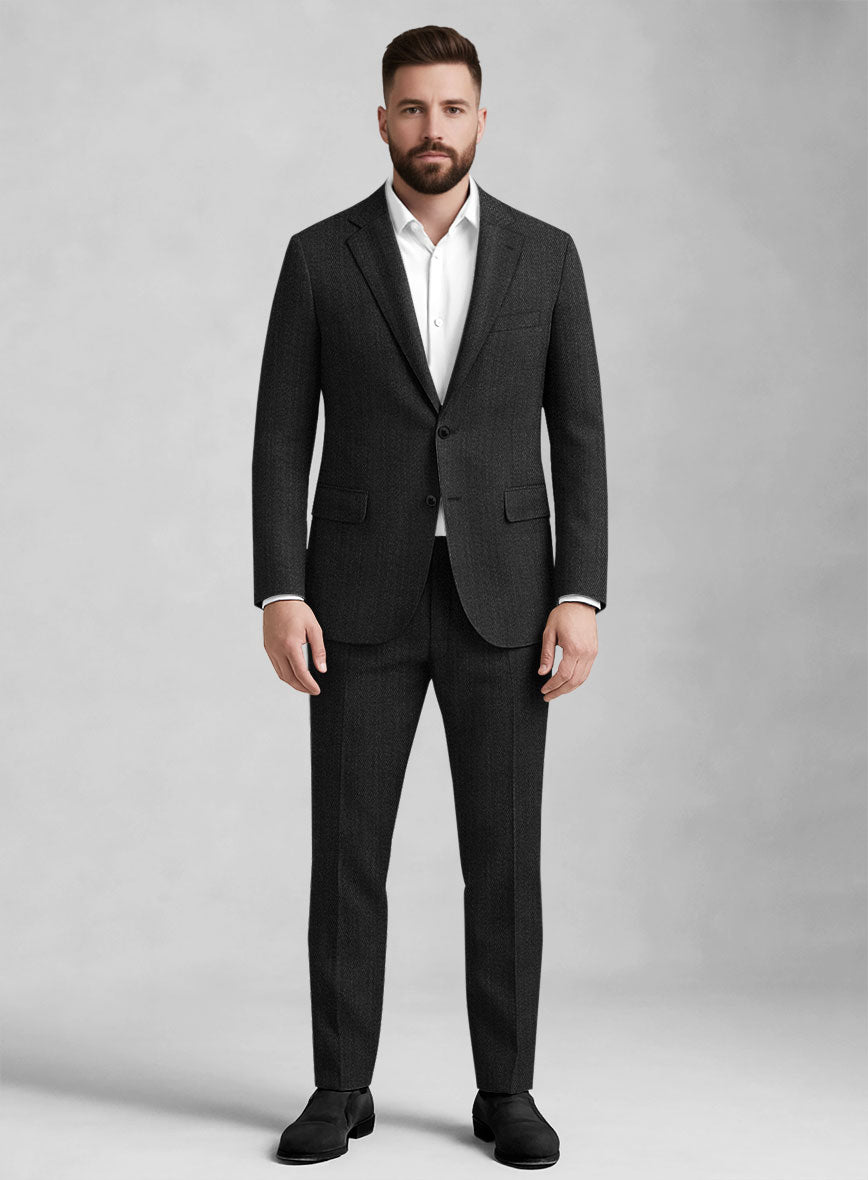 Napolean Astrale Twill Charcoal Wool Suit - StudioSuits