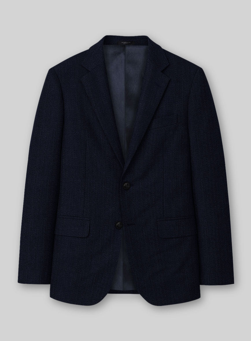 Napolean Astrale Twill Dark Blue Wool Jacket - StudioSuits