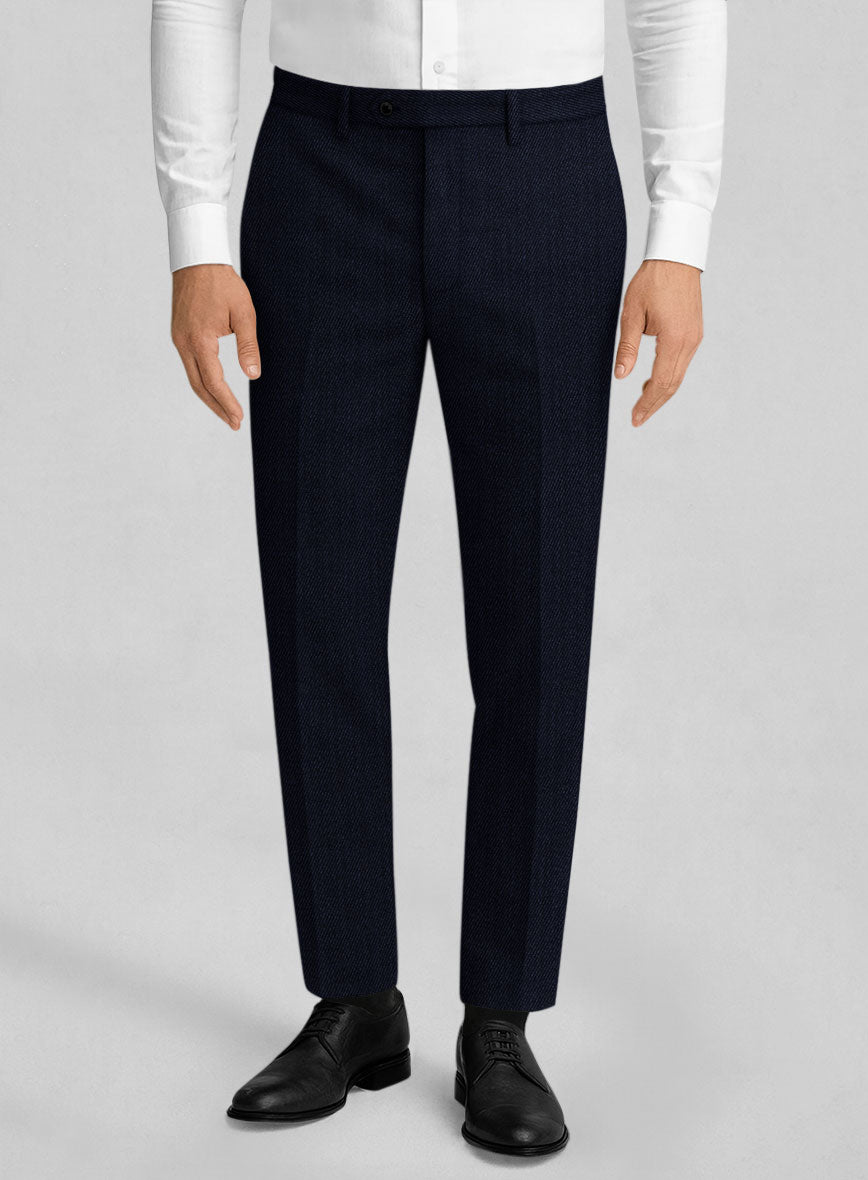 Napolean Astrale Twill Dark Blue Wool Pants - StudioSuits