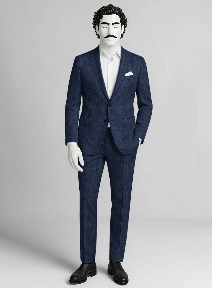 Napolean Astrale Twill Denim Blue Wool Suit - StudioSuits