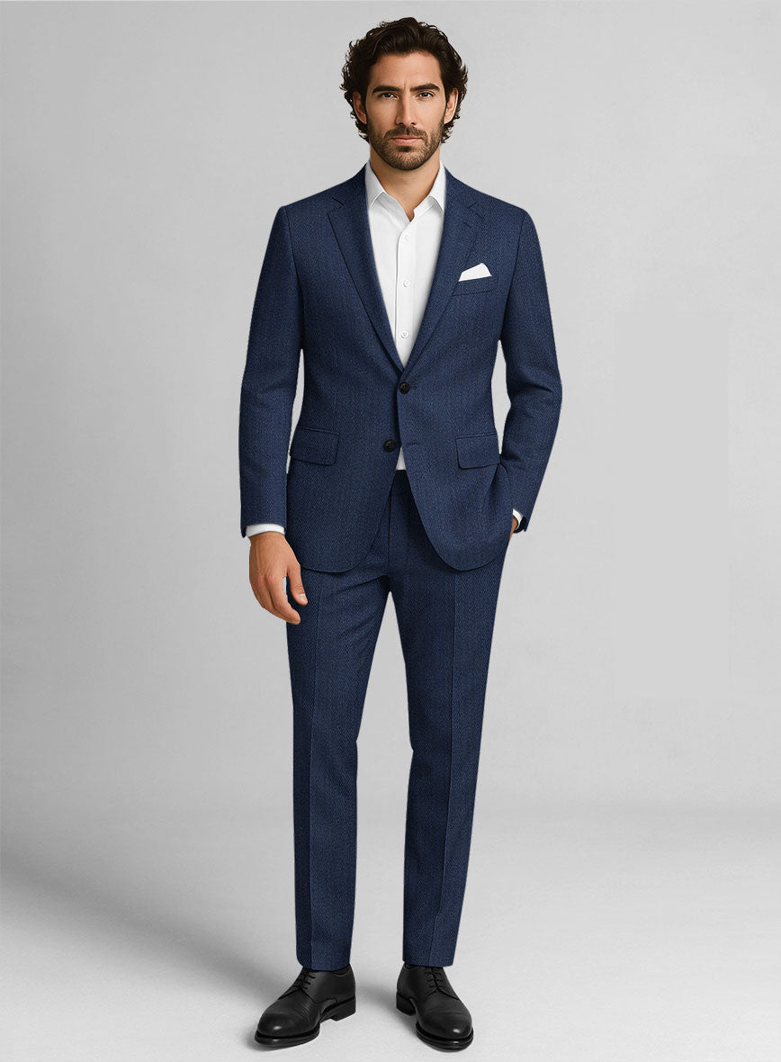 Napolean Astrale Twill Denim Blue Wool Suit - StudioSuits