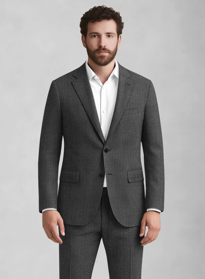 Napolean Astrale Twill Gray Wool Jacket - StudioSuits