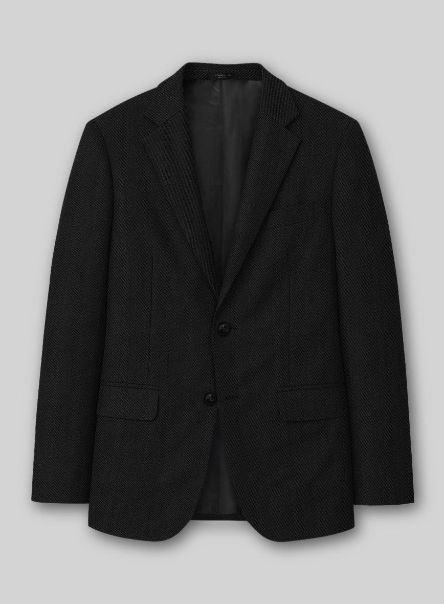 Napolean Astrale Twill Black Wool Jacket - StudioSuits