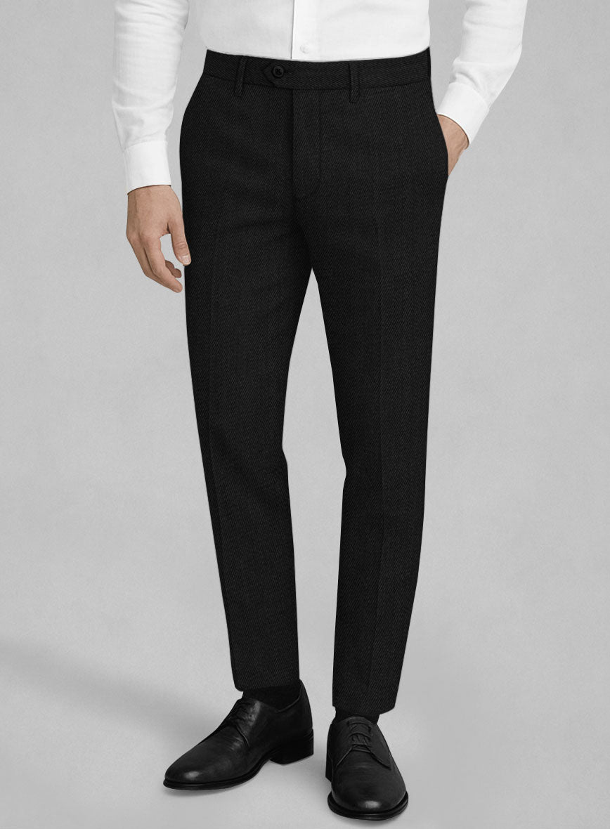 Napolean Astrale Twill Black Wool Pants - StudioSuits