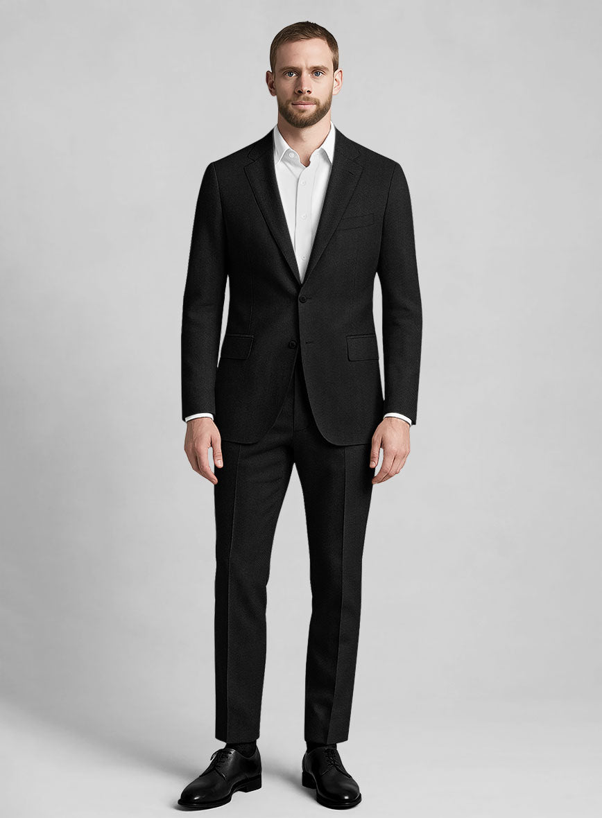 Napolean Astrale Twill Black Wool Suit - StudioSuits