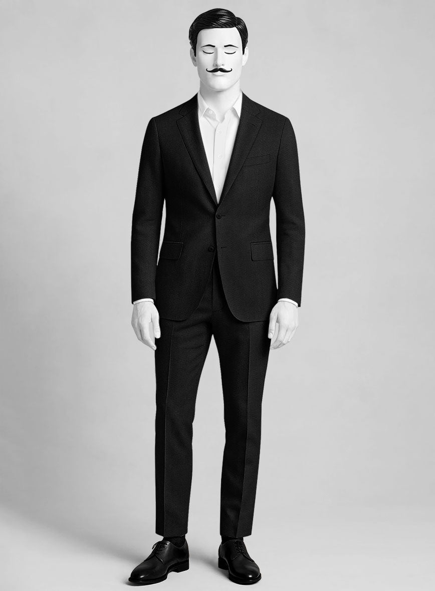 Napolean Astrale Twill Black Wool Suit - StudioSuits