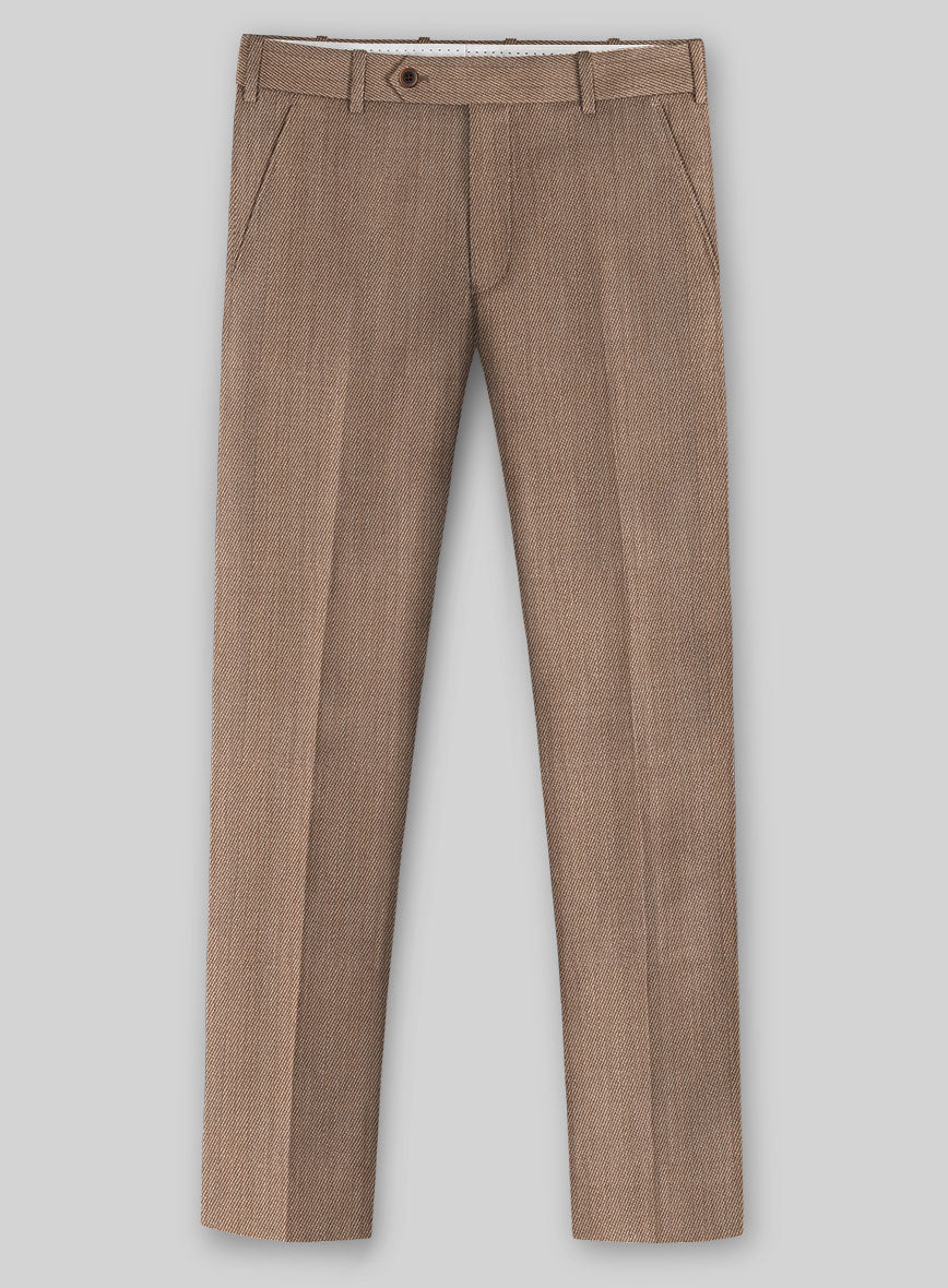 Napolean Astrale Twill Brown Wool Pants - StudioSuits
