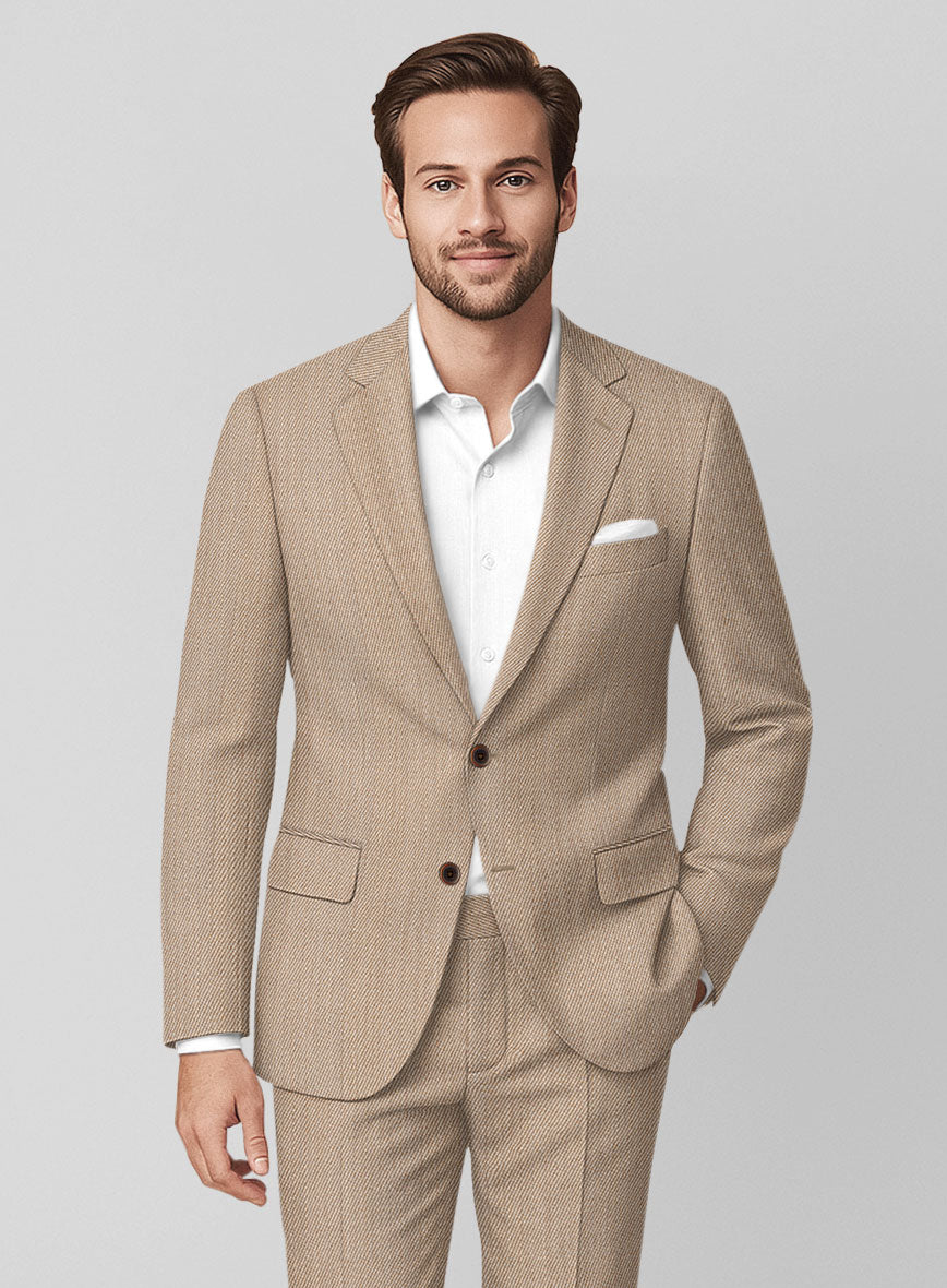 Napolean Astrale Twill Light Brown Wool Jacket - StudioSuits