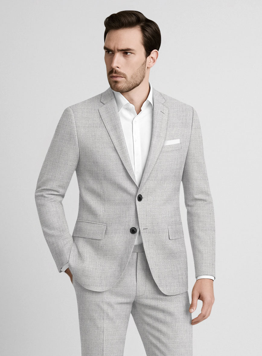 Napolean Astrale Twill Light Gray Wool Jacket - StudioSuits