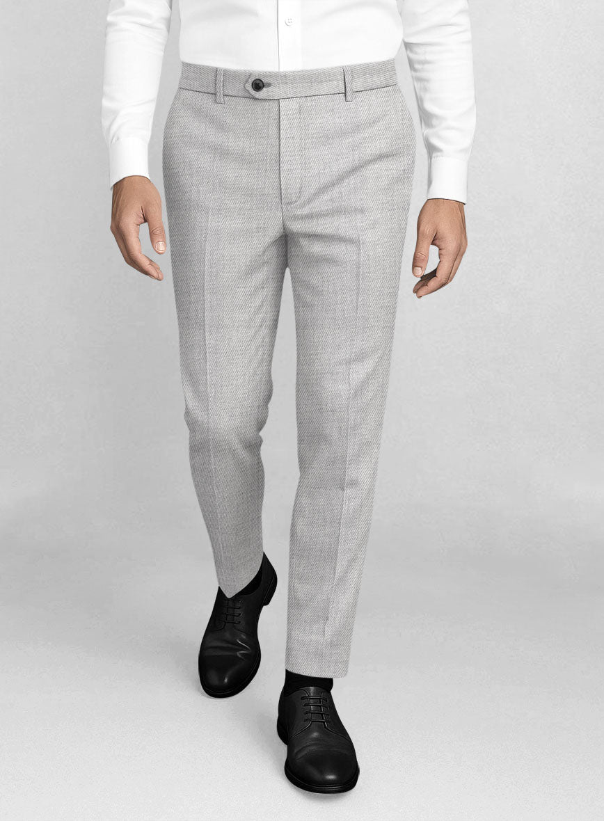 Napolean Astrale Twill Light Gray Wool Pants - StudioSuits