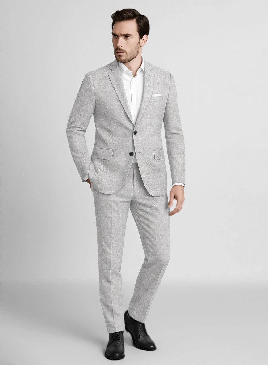 Napolean Astrale Twill Light Gray Wool Suit - StudioSuits
