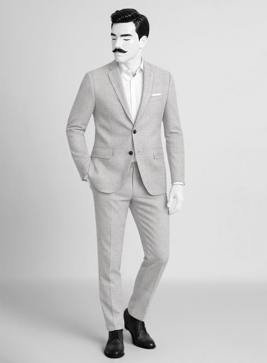 Napolean Astrale Twill Light Gray Wool Suit - StudioSuits