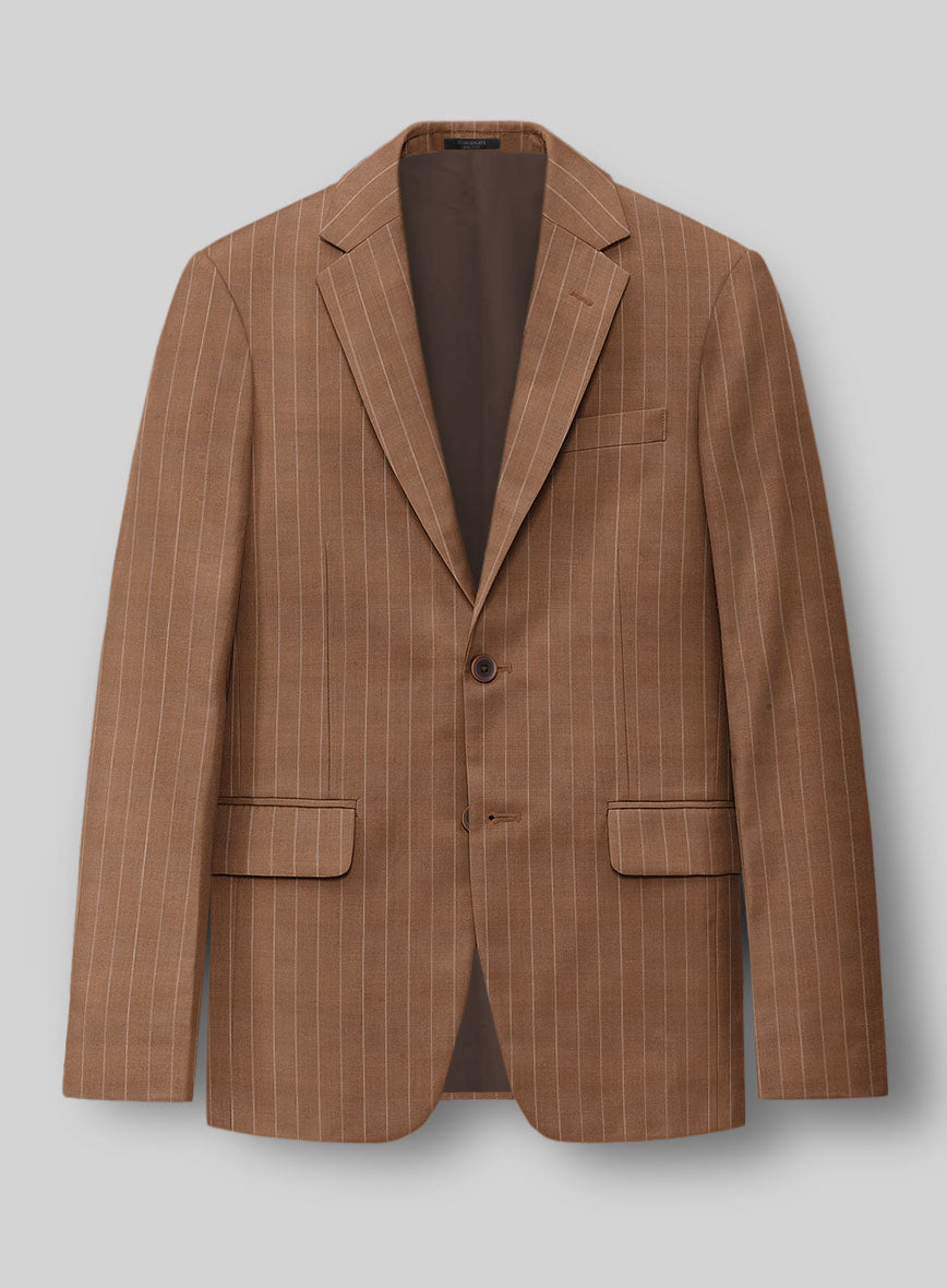 Napolean Avrino Stripe Brown Wool Jacket - StudioSuits