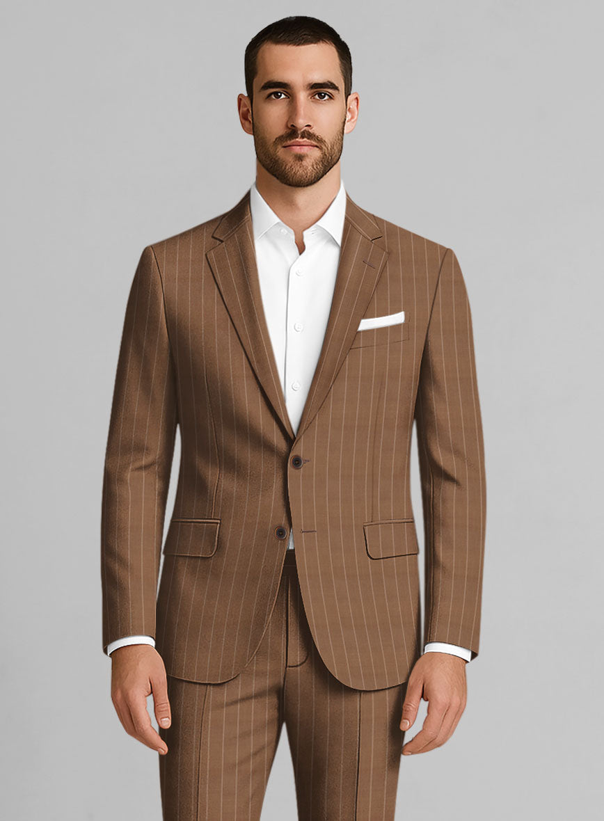 Napolean Avrino Stripe Brown Wool Jacket - StudioSuits