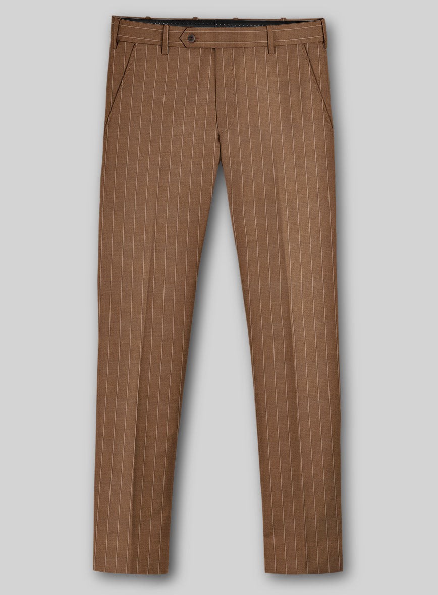 Napolean Avrino Stripe Brown Wool Pants - StudioSuits