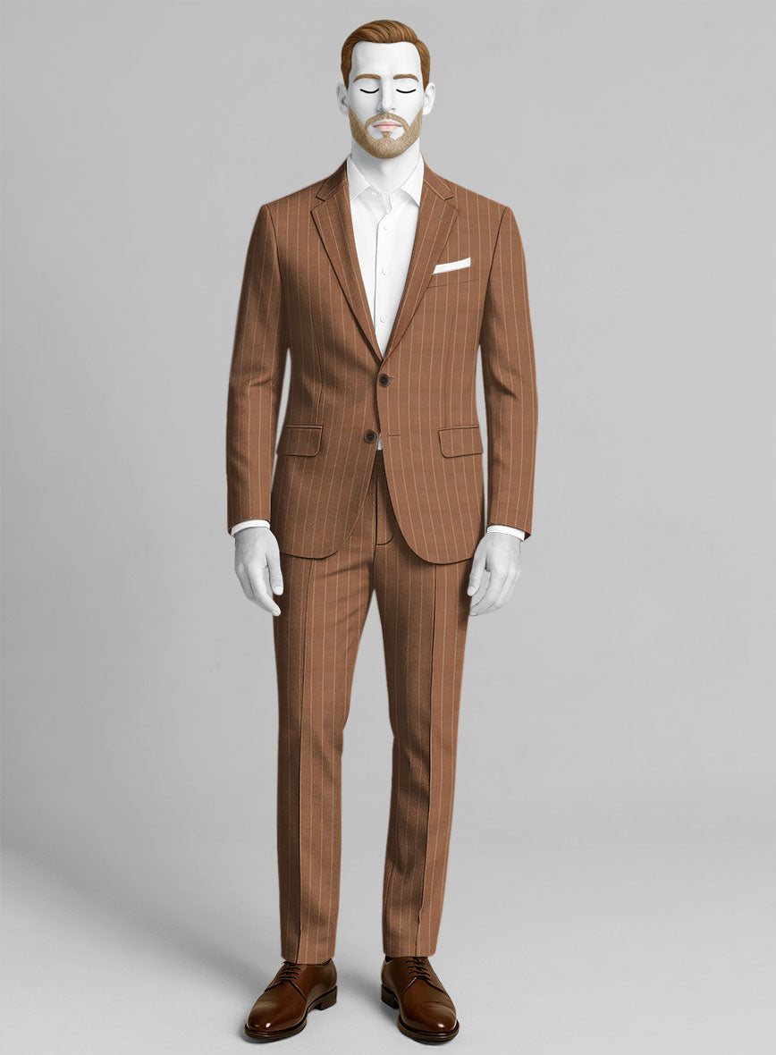 Napolean Avrino Stripe Brown Wool Suit - StudioSuits