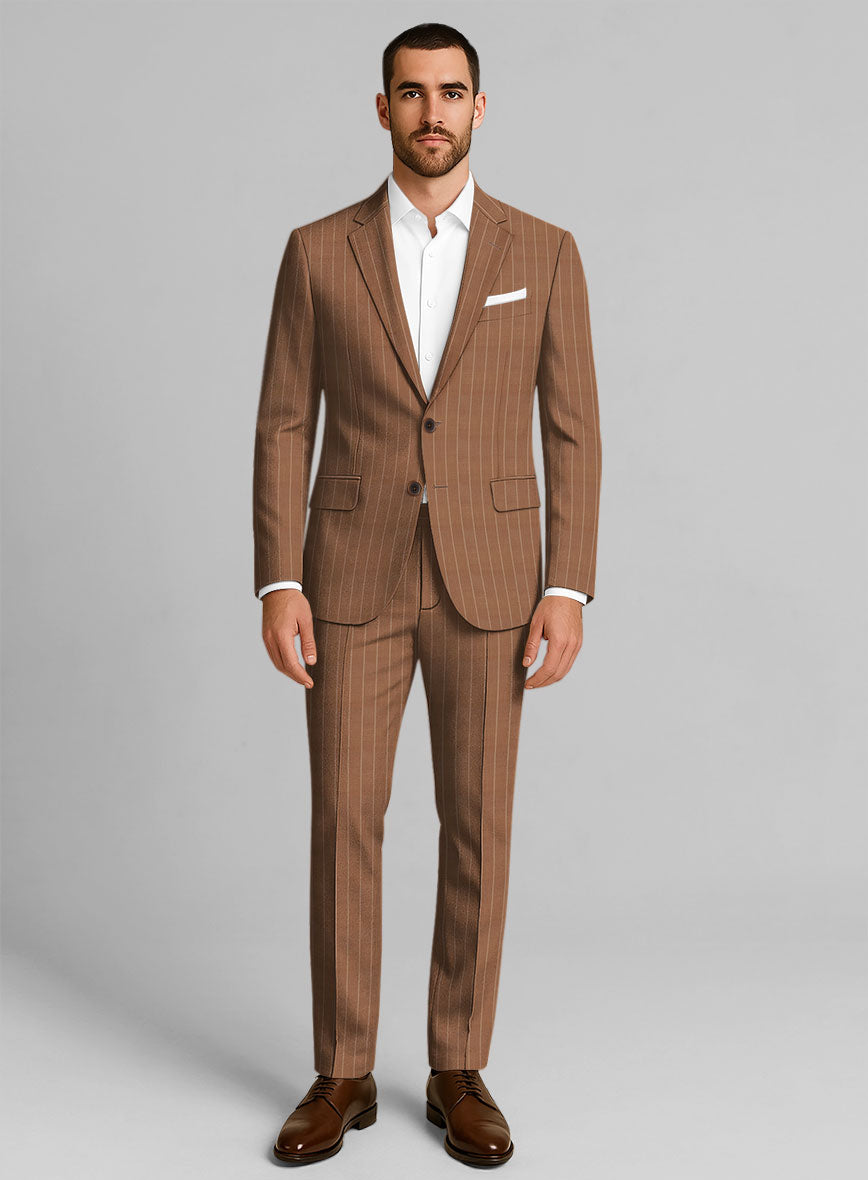 Napolean Avrino Stripe Brown Wool Suit - StudioSuits