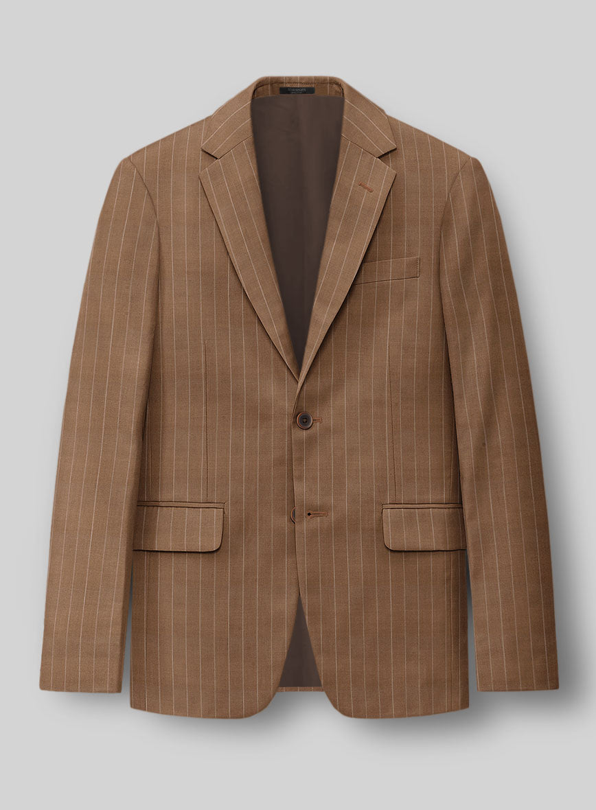 Napolean Avrino Stripe Brown Wool Suit - StudioSuits