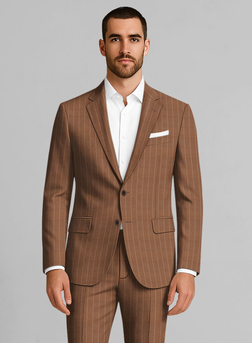 Napolean Avrino Stripe Brown Wool Suit - StudioSuits