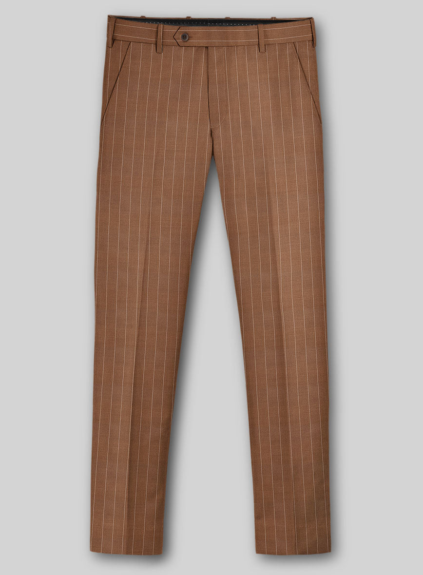 Napolean Avrino Stripe Brown Wool Suit - StudioSuits