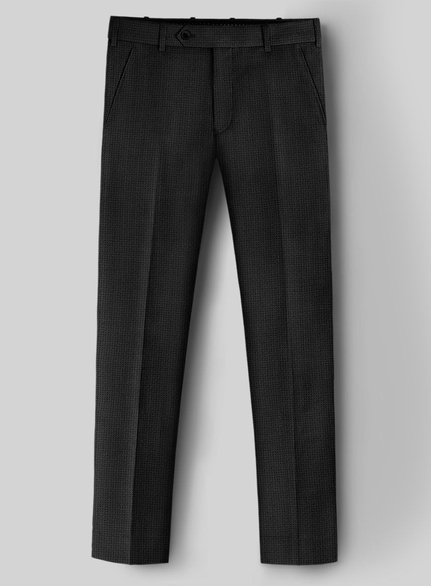 Napolean Basket Weave Black Wool Pants - StudioSuits