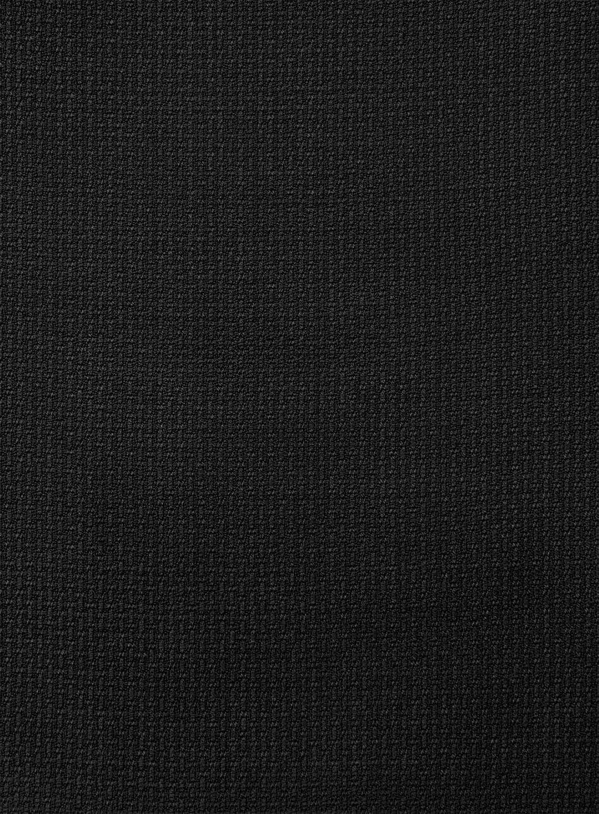 Napolean Basket Weave Black Wool Pants - StudioSuits