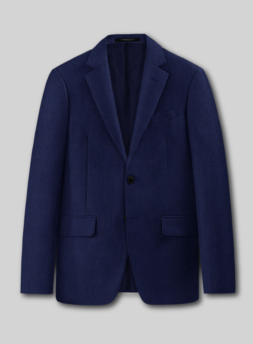 Napolean Basket Weave Blue Wool Jacket - StudioSuits