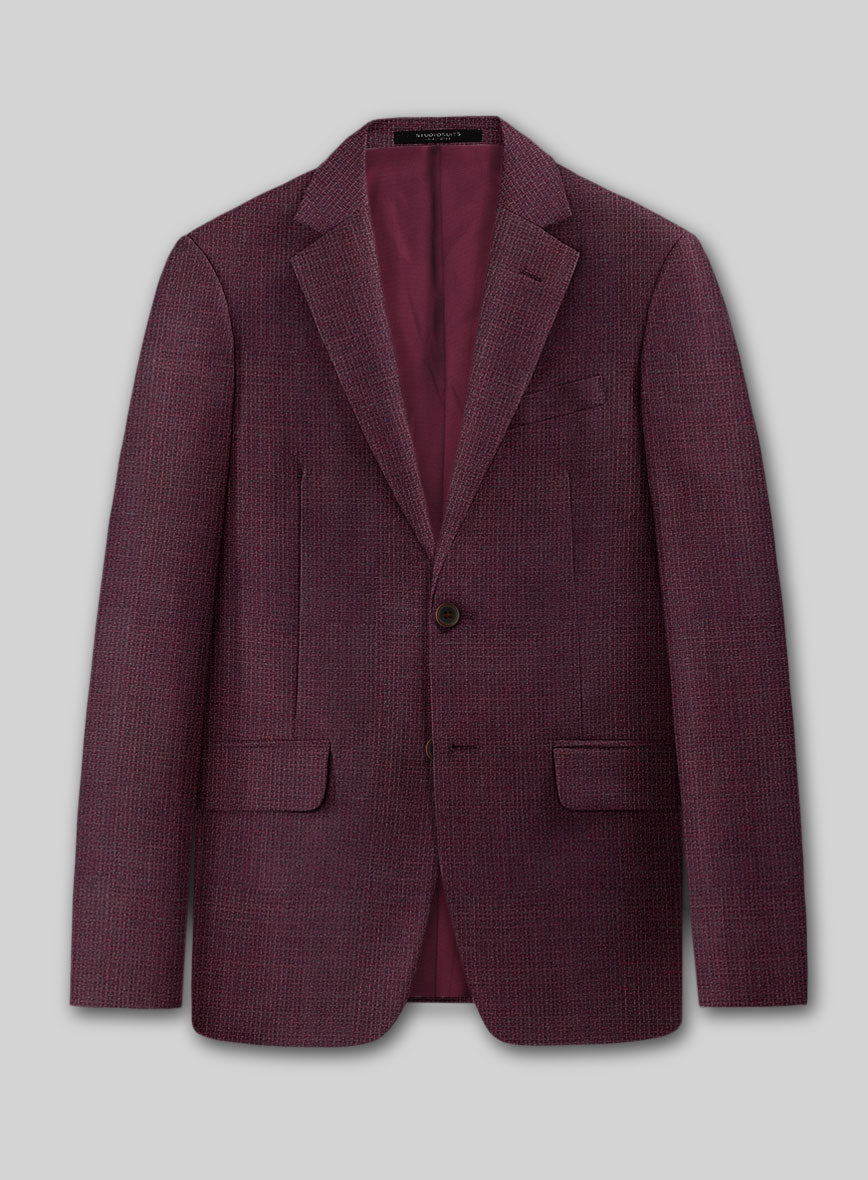 Napolean Basket Weave Wine Wool Jacket - StudioSuits