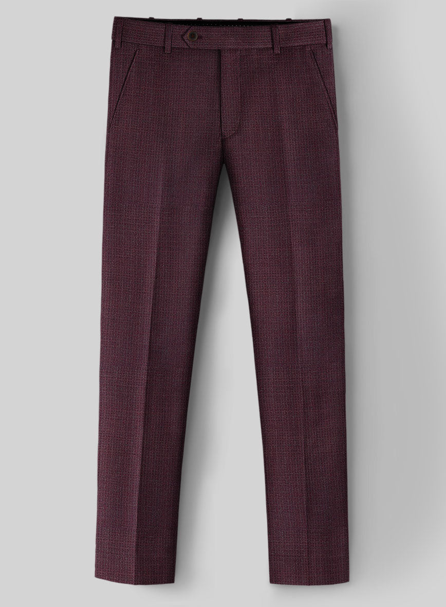 Napolean Basket Weave Wine Wool Pants - StudioSuits