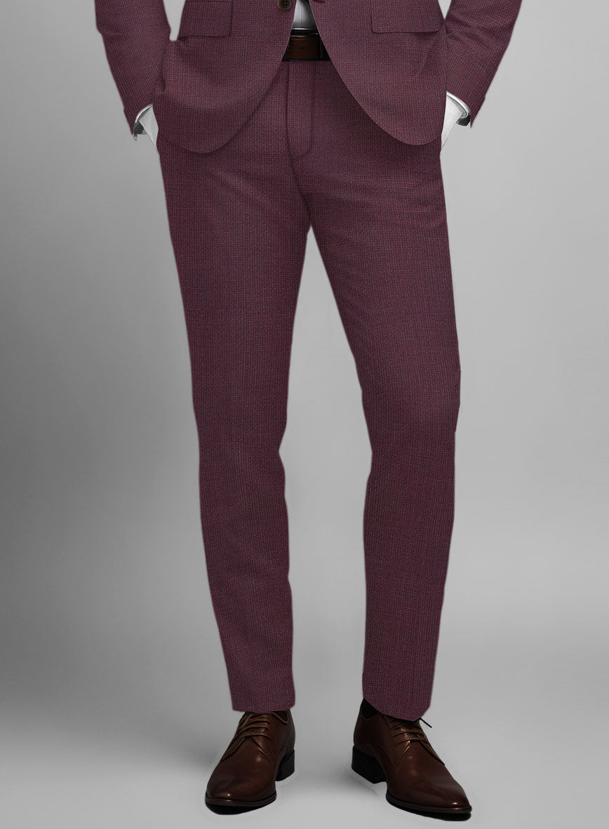 Napolean Basket Weave Wine Wool Pants - StudioSuits