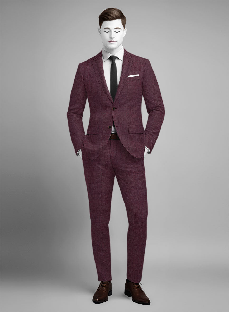 Napolean Basket Weave Wine Wool Suit - StudioSuits