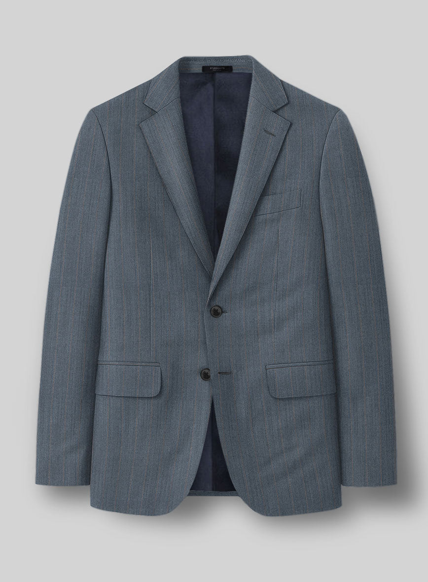 Napolean Bellagio Stripe Blue Wool Jacket - StudioSuits