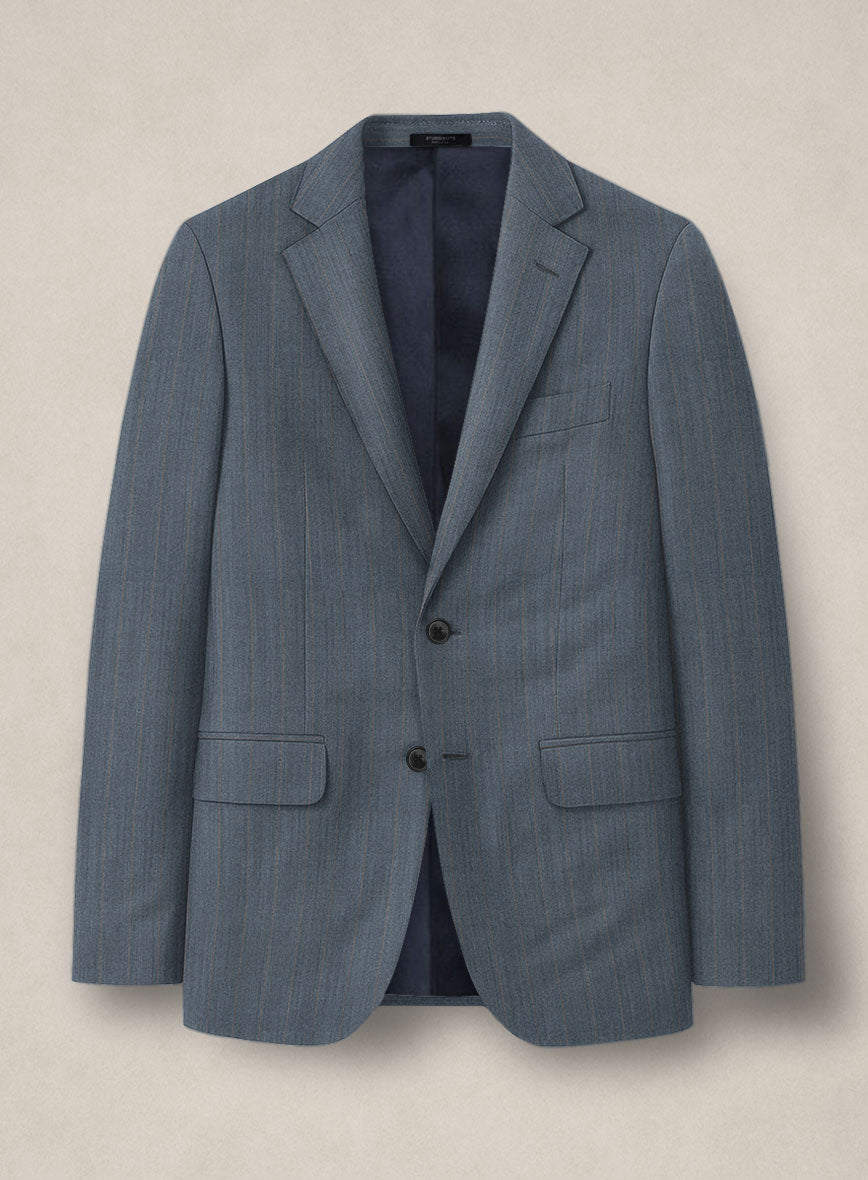Napolean Bellagio Stripe Blue Wool Jacket - StudioSuits