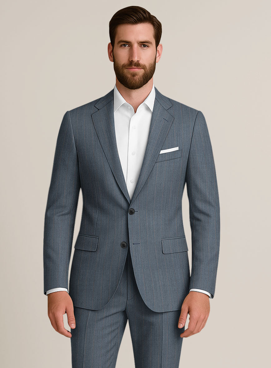 Napolean Bellagio Stripe Blue Wool Jacket - StudioSuits