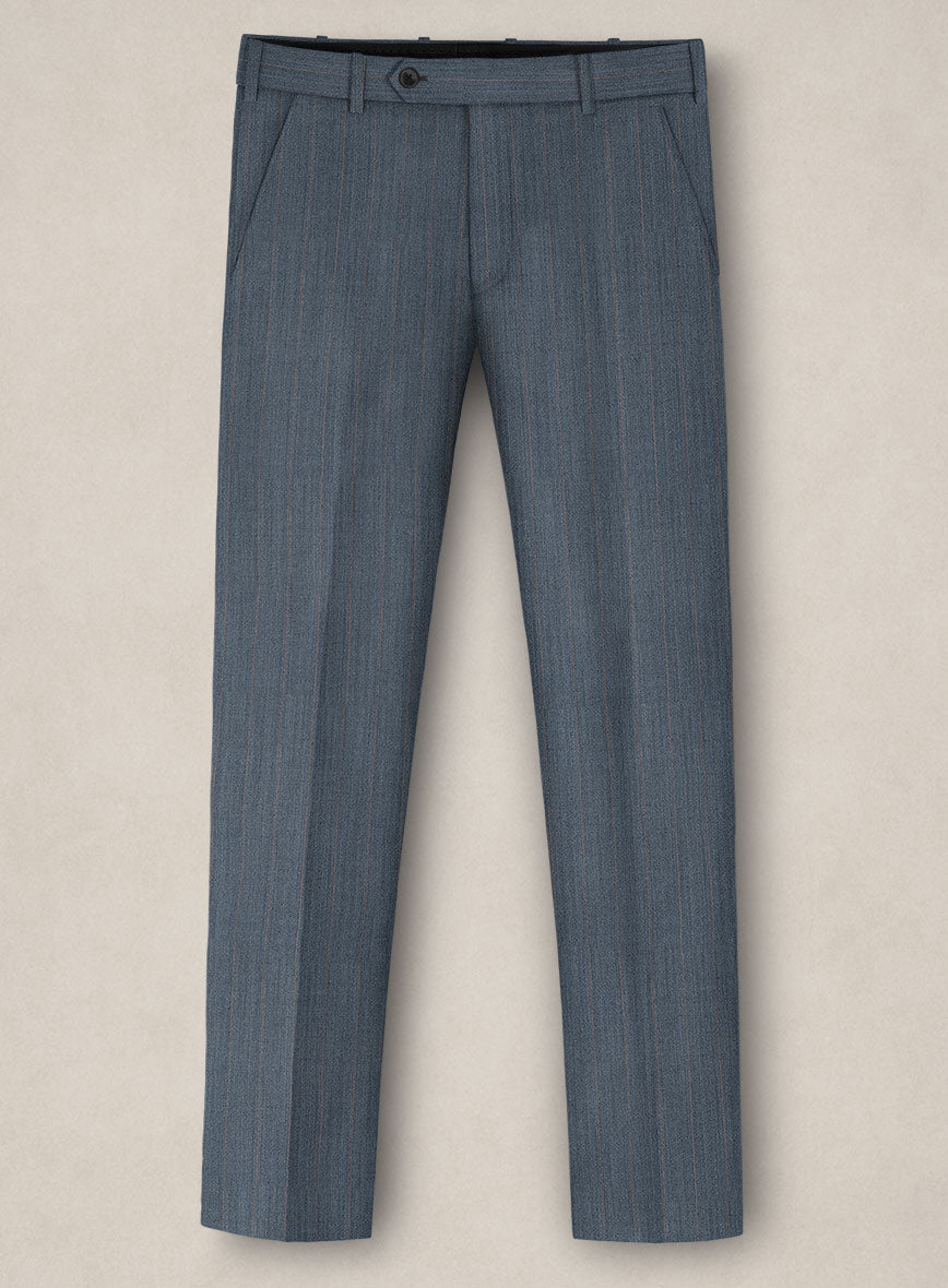 Napolean Bellagio Stripe Blue Wool Pants - StudioSuits
