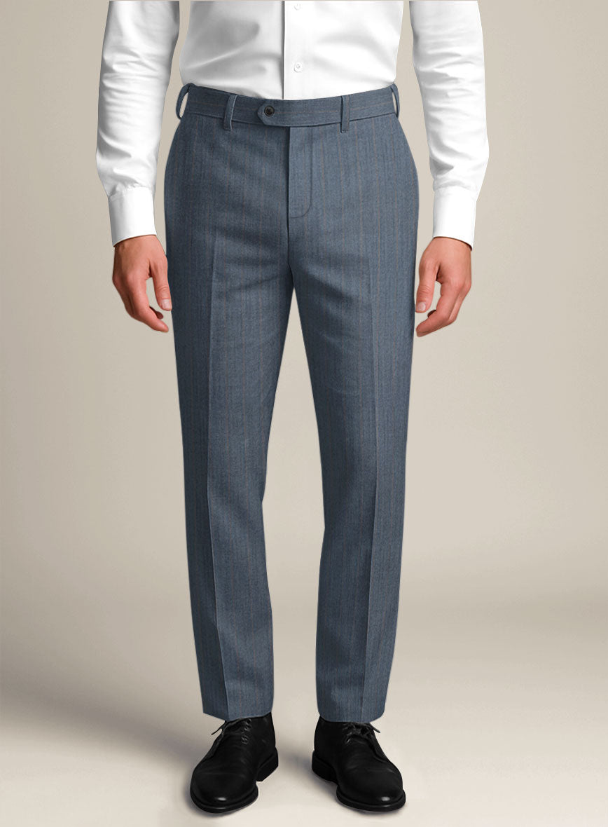 Napolean Bellagio Stripe Blue Wool Pants - StudioSuits