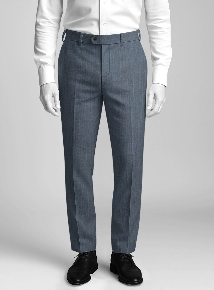 Napolean Bellagio Stripe Blue Wool Pants - StudioSuits