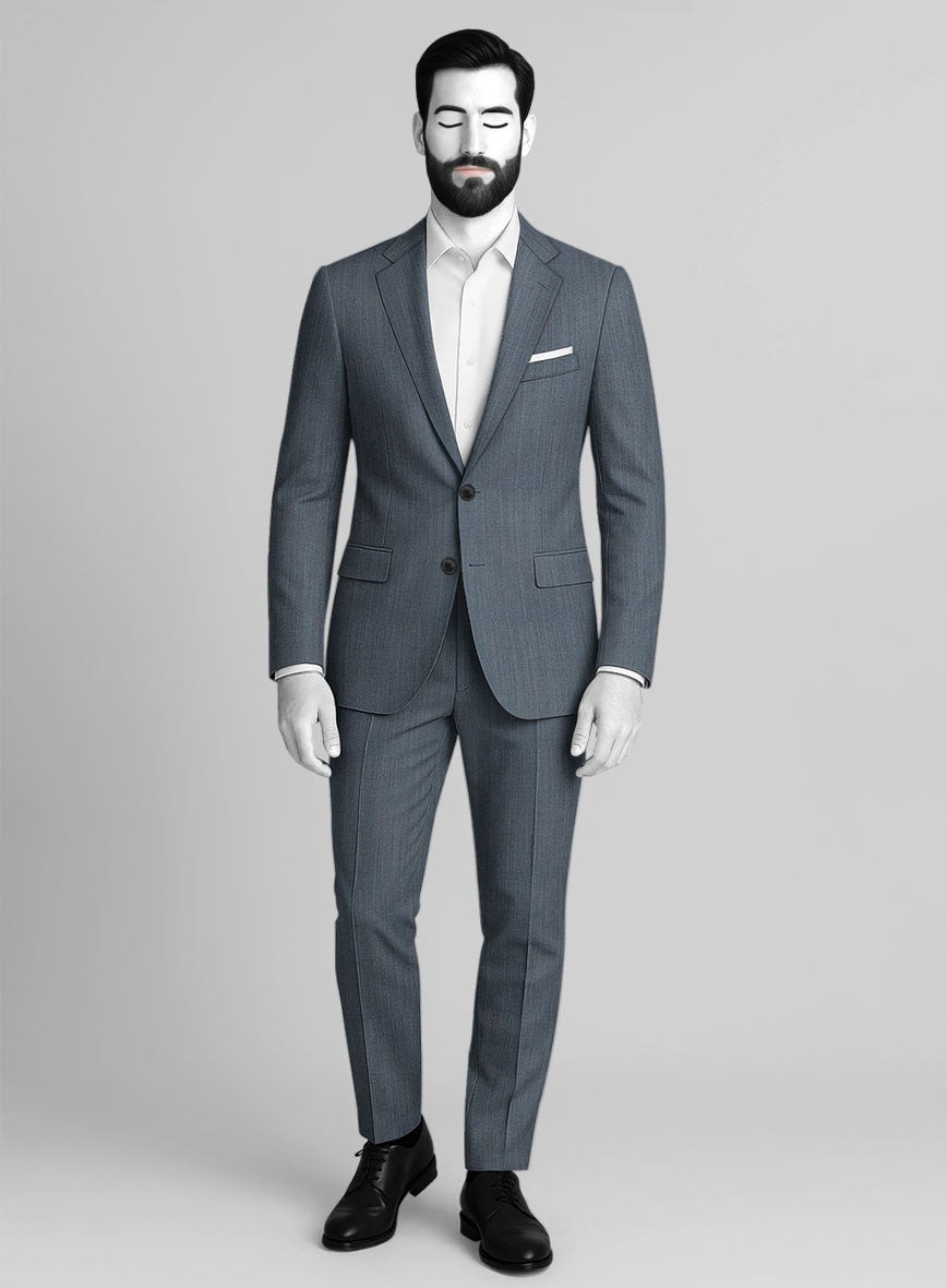 Napolean Bellagio Stripe Blue Wool Suit - StudioSuits