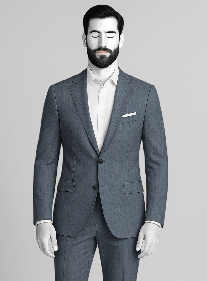 Napolean Bellagio Stripe Blue Wool Suit - StudioSuits