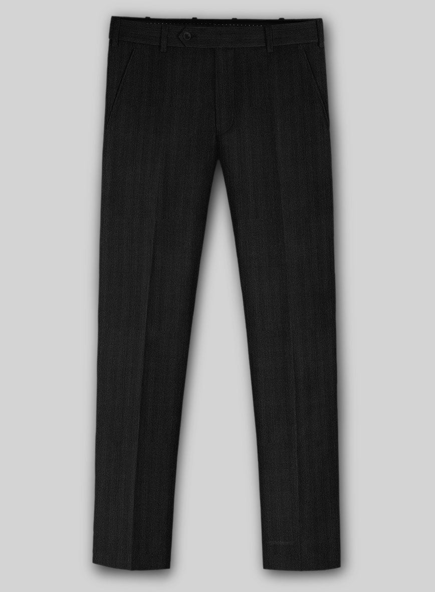 Napolean Black Herringbone Wool Suit - StudioSuits
