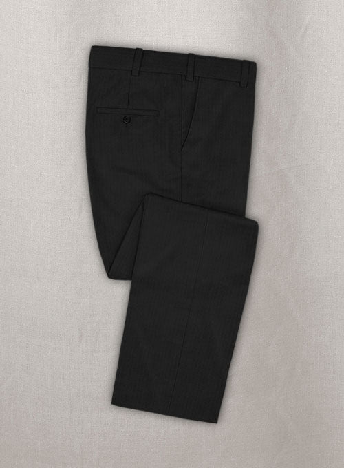 Napolean Black Herringbone Wool Pants - StudioSuits