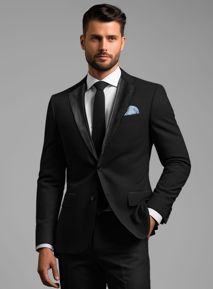 Napolean Black Wool Tuxedo Jacket - StudioSuits