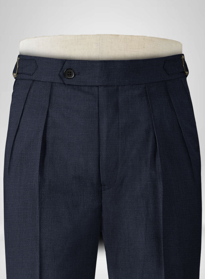 Napolean Bob Weave Blue Wool Highland Trousers - StudioSuits