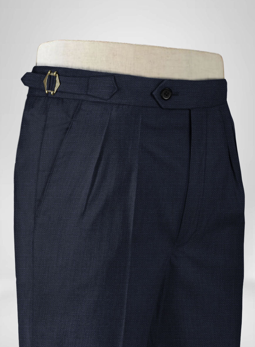 Napolean Bob Weave Blue Wool Highland Trousers - StudioSuits