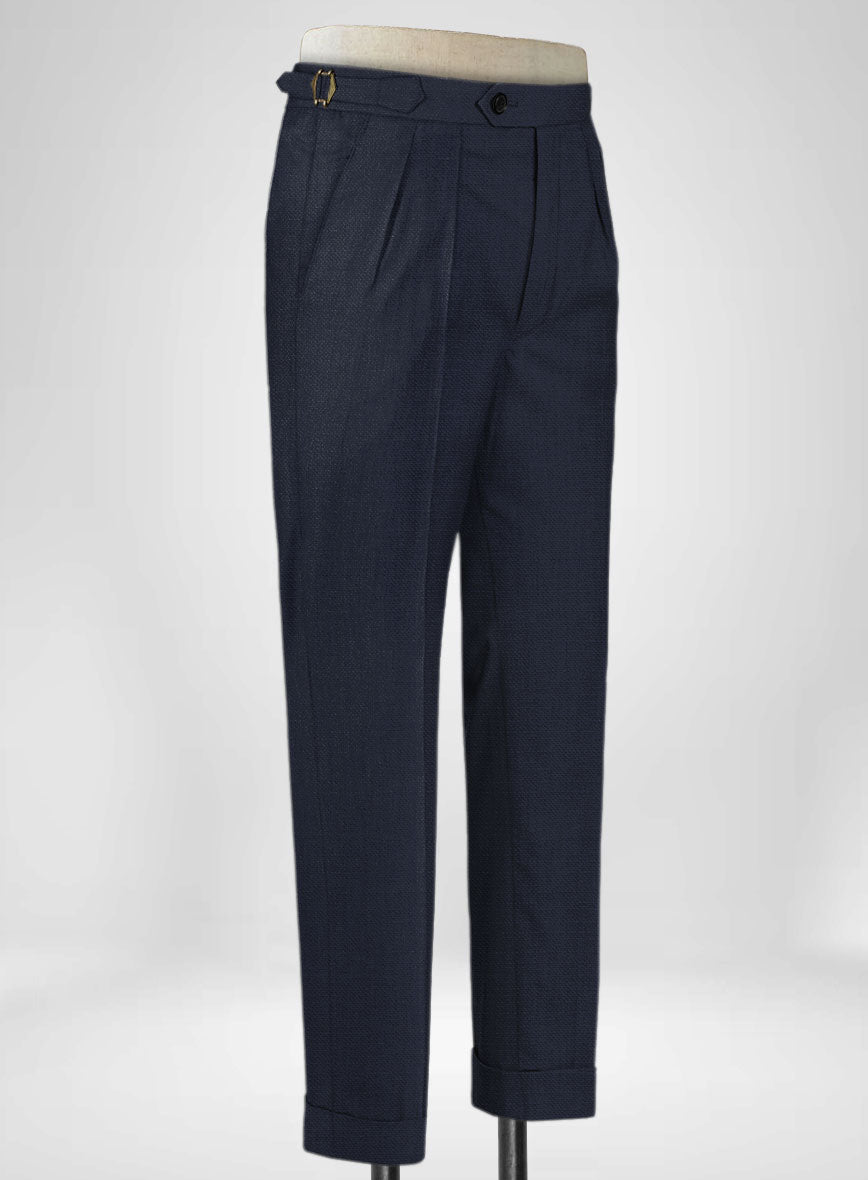 Napolean Bob Weave Blue Wool Highland Trousers - StudioSuits