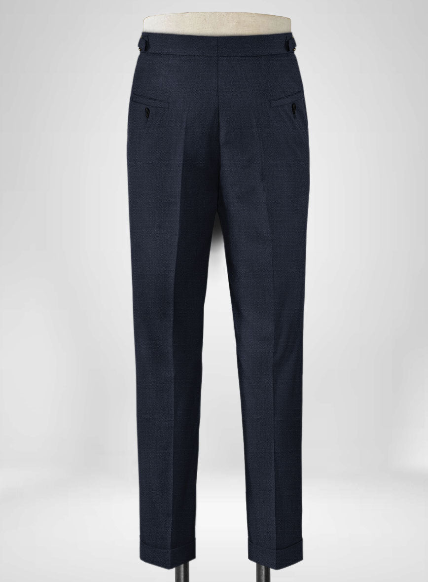 Napolean Bob Weave Blue Wool Highland Trousers - StudioSuits