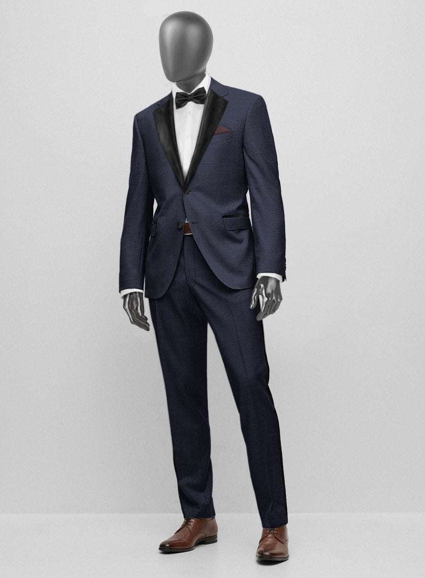 Napolean Bob Weave Blue Wool Tuxedo Suit - StudioSuits