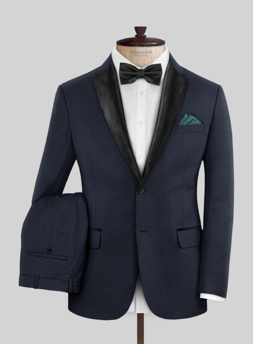 Napolean Bob Weave Blue Wool Tuxedo Suit - StudioSuits