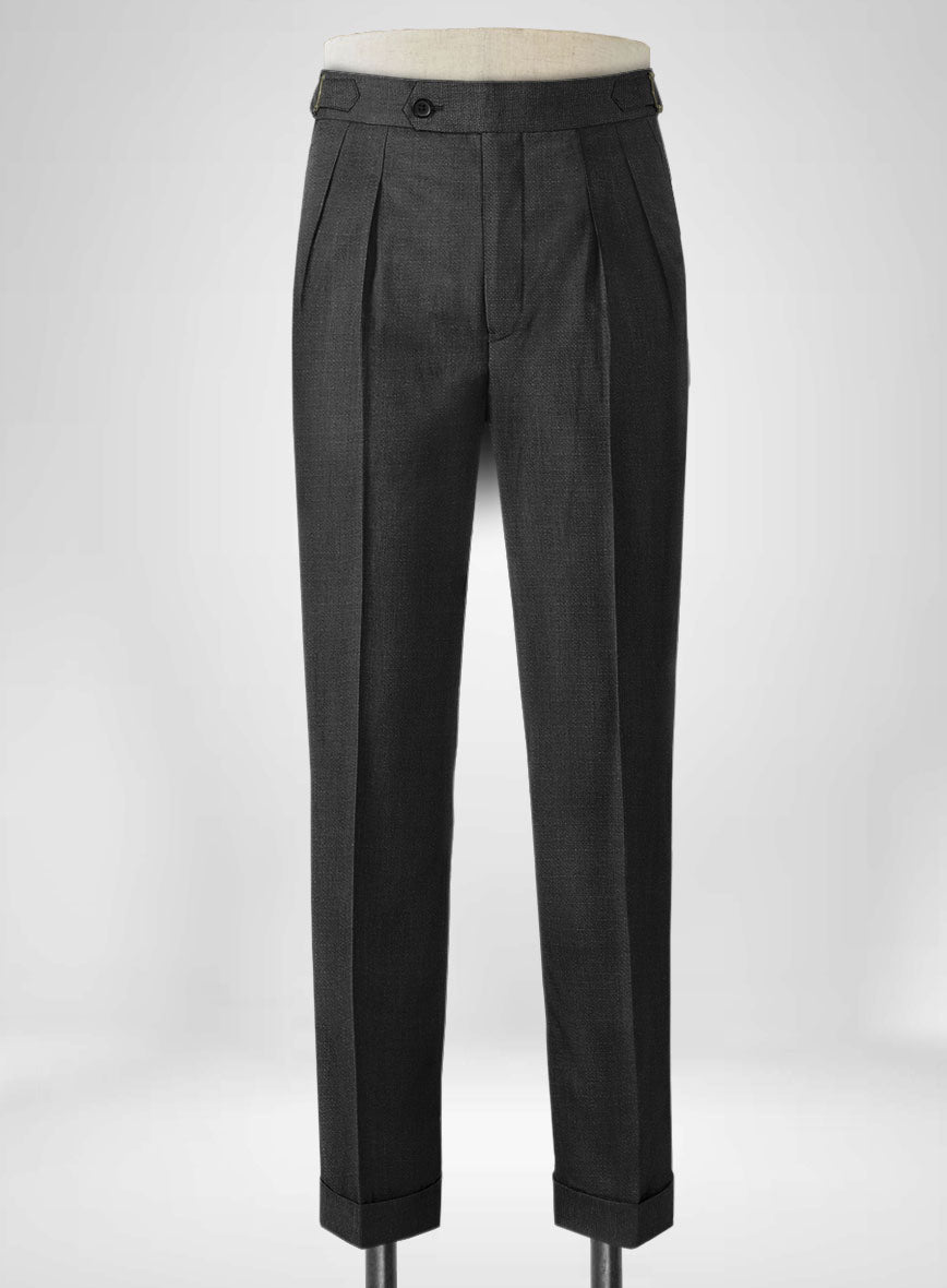 Napolean Bob Weave Gray Wool Highland Trousers - StudioSuits
